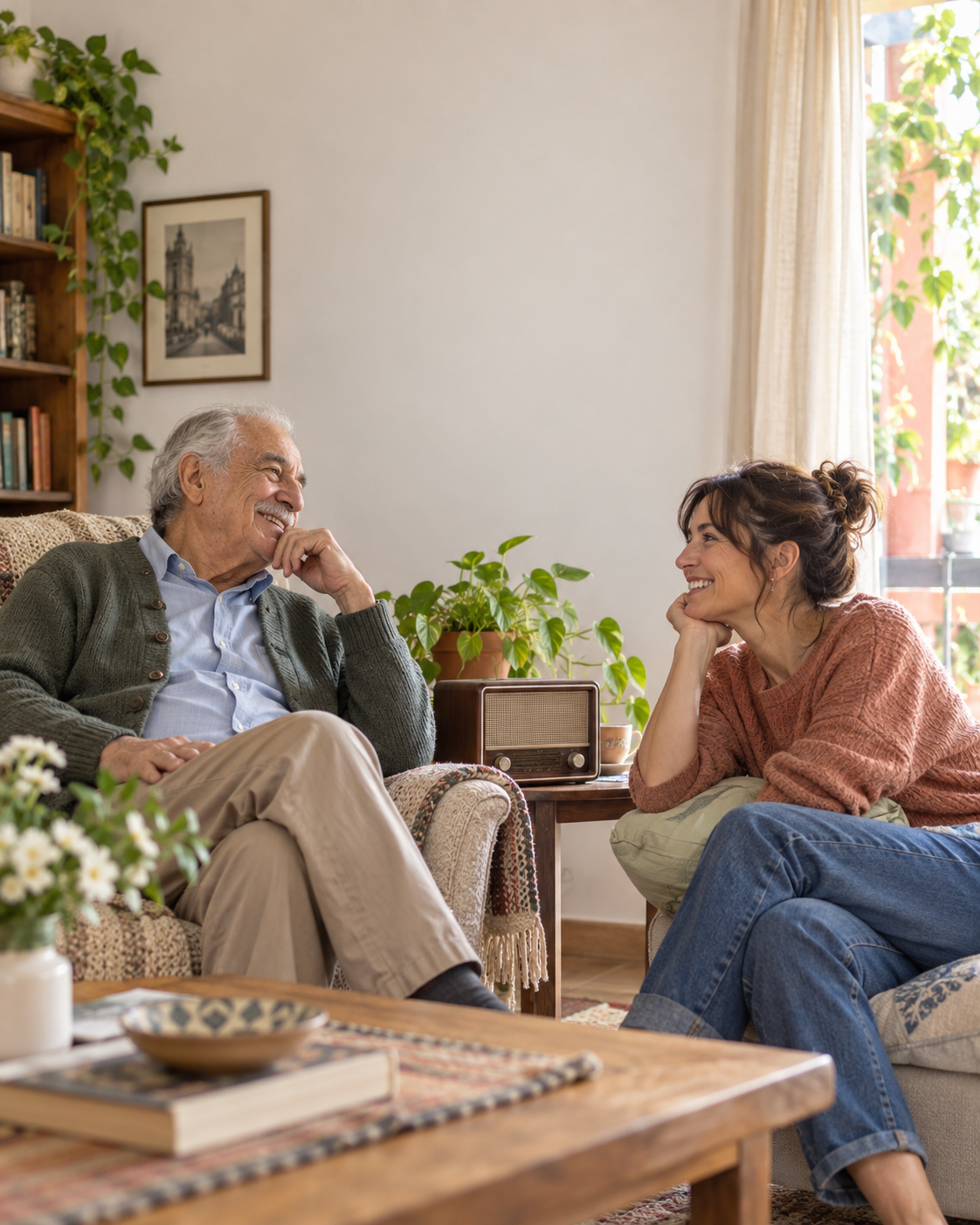 Acompañamiento social y conversación con una persona mayor